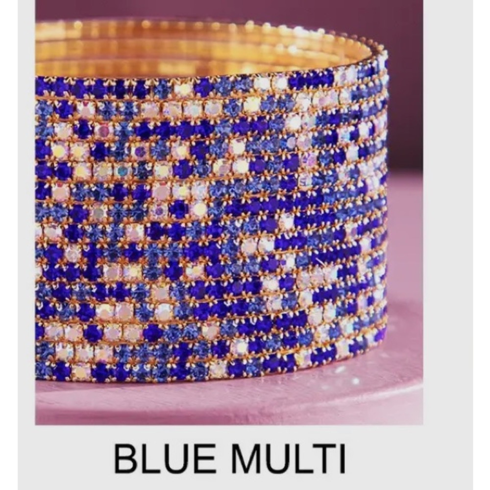 1238. Elegant Blue Multi-Color Glass Beaded Bangle Set